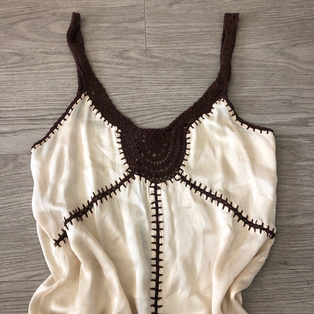 Vintage Cream Crotchet & Silk Dress - Picture 2 of 4